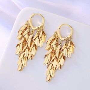 Luxe Golden Leaf Cascade Earrings